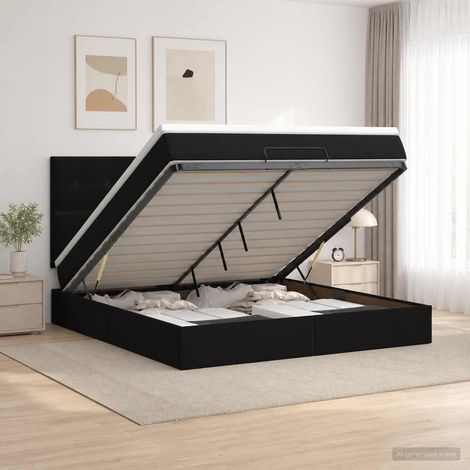 Cama otomana con colchón Negro 160 x 200 cm Terciopelo (1/5)