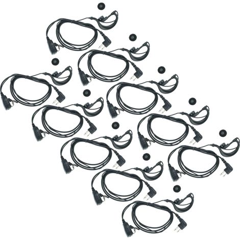 vhbw 10x Headset kompatibel mit Motorola GP88 GP300, GP73, GP600, GP68, CP040 Funkgerät - schwarz (1/5)