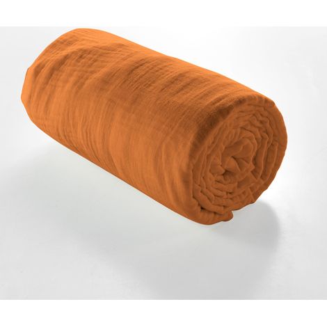 Drap Housse Gaze de coton - Bonnet 30 Cm - Plusieurs Tailles - Plusieurs Coloris - 190x140cm - marron (1/3)