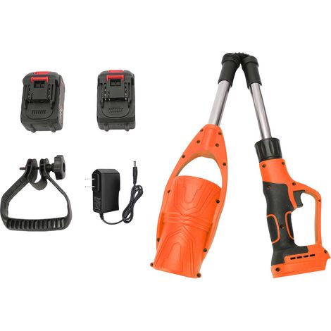 Akku-Laubbläser mit Schnellladegerät, zusammenklappbar, ideal für die Terrassenreinigung und Rasenpflege. Entfernt Laub und Staub. US-Stecker, orange. (1/5)