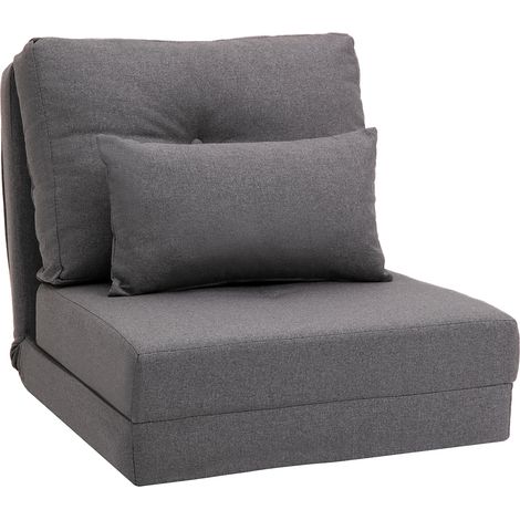 Fauteuil convertible 2-en-1 avec dossier réglable en lin, coussins inclus, chaise basse confortable (1/5)