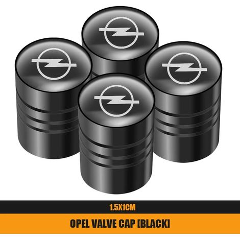 (Noir) 4 bouchons de valve de pneu en alliage métallique compatibles avec Opel Corsa, Astra, Insignia, Vectra, Zafira, Meriva, Mokka, Grandland et Vivaro (1/5)