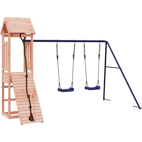 Aire de jeux d'extérieur balançoires toboggan portiques robuste jeux jardin 308 x 196 x 207 cm bois massif de douglas (1/5)