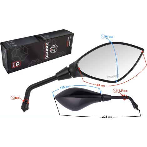 Specchietti R+R per scooter (diametro filettatura 8 mm) con omologazione (1/2)