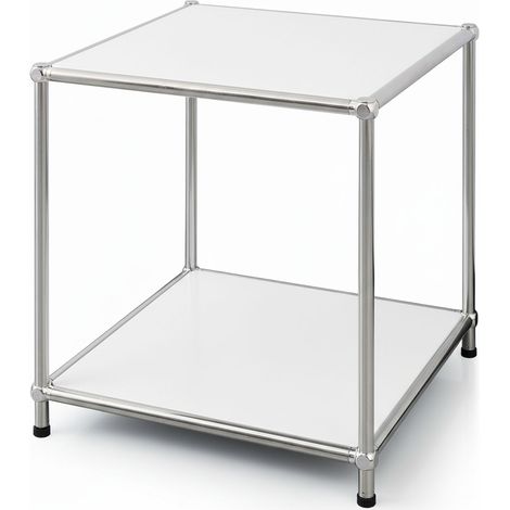 Metallregal Concept Epure MK-012 Offenes Beistell- & Aufbewahrungsregal mit 2 Ablagen Weiß