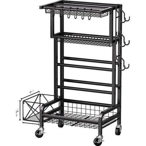 Scaffale portaoggetti a 4 ripiani, struttura in acciaio al carbonio, colore nero. (1/2)