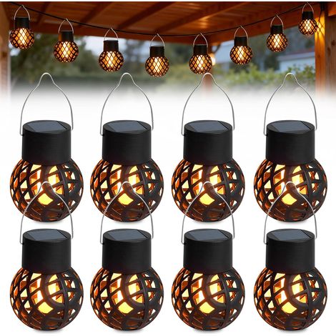 Lot de 8 Lampes Solaires Extérieur À Suspendre Effet Flamme, Lanterne Solaire Extérieure LED pour Jardin, Terrasse, Pelouse, Éclairage Solaire Jardin Décoratif (1/5)