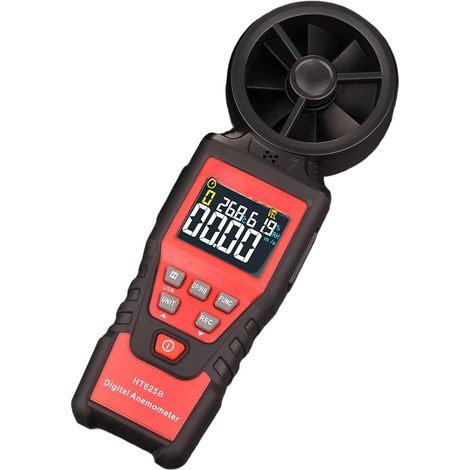 Anémomètre numérique portable avec affichage couleur - Mesure la vitesse de l'air, le volume et la température pour CVC industriel (HT625B) (1/5)
