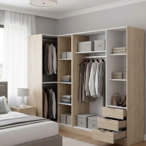 Guardaroba Grande - 3 Cassetti Appendiabiti, Marrone Rovere, -, 213.5x184h cm Kentrosaurus (1/4)