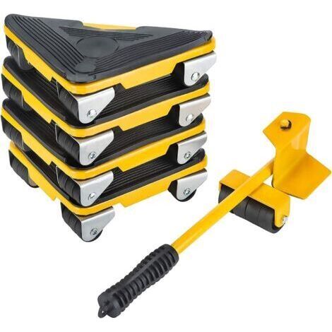 Plateau roulant-Patins glisseurs Deplace Meuble a Roulette, Kit de Deplace Meuble Lourd, Patins Rotatifs à 360 Degrés, Lot de 5 Patins de Déplacement pour Meubles Lourds, Charge Maximale : 300 kg (1/5)