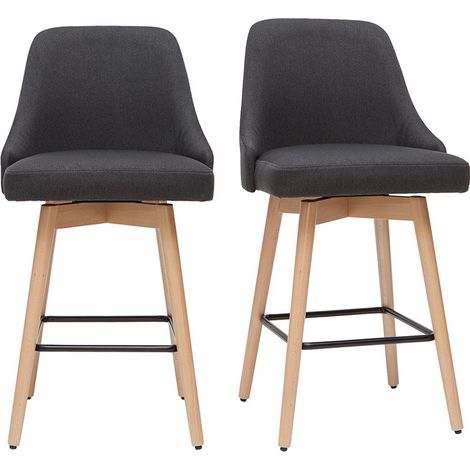 Barhocker HASTA skandinavisches Design dunkelgrauer Bezug H65 cm (2er-Set)