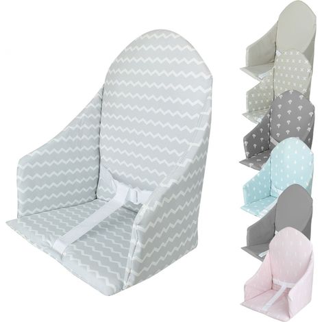 Coussin d'assise universel Miam avec harnais pour chaise haute bébé - Gris clair zig zag - Monsieur Bébé (1/5)