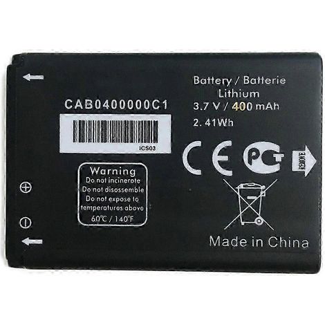 Batterie lithium rechargeable 3,70 V 400 mAh pour Alcatel One Touch (Référence : CAB0400000C1) (avec (1/2)