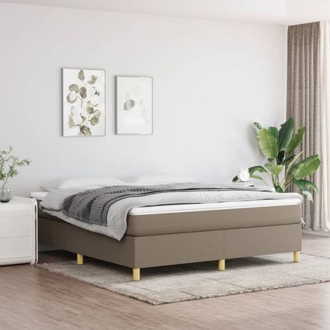 Sommier à lattes de lit avec matelas Taupe 160x200 cm Tissu (1/5)