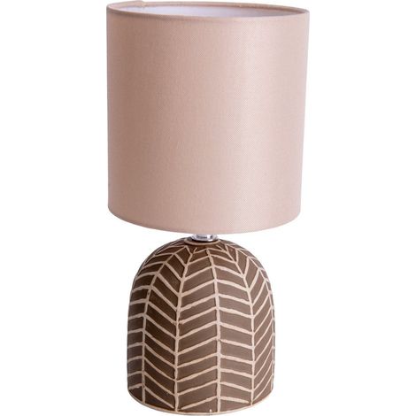 Lampe à poser en céramique marron  - Luminaire de table E14 pour salon et chambre - 27,5 cm - PANGIVO (1/5)