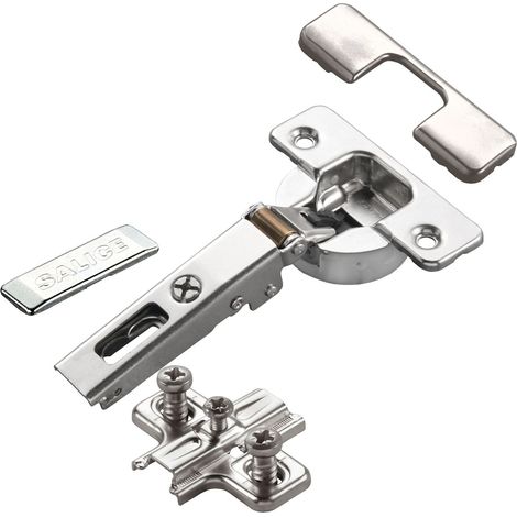 2 x Salice Topfband Serie 700 mit Dämpfer im Topf 110° Bohrbild T52 Eckanschlag inkl. Kreuz-Montageplatte Höhe 6 mm mit Euroschrauben, Langlochverstellung, Abdeckkappen Schrankscharnier von SOTECH (1/5)