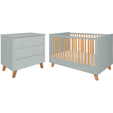 Lit évolutif 70x140 et commode 3 tiroirs Novelies Zara Gris (1/5)