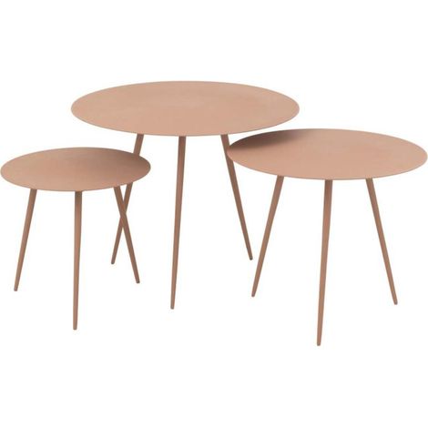 Lot de 3 Tables Gigognes "Obi" 56cm Vieux Rose (1/5)