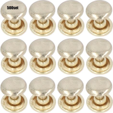 500 Rivets Métalliques 8mm, Doubles Plats Uniformes Dorés, Procédé Électrozingage pour Cuir, Fournitures DIY en Fer (1/5)
