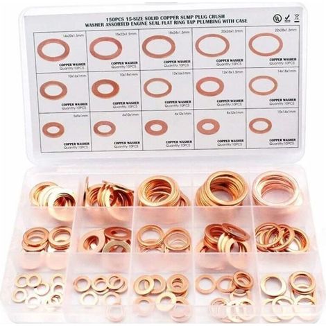 Assortimento di guarnizioni in rame, 5-22, 150 pezzi (1/4)