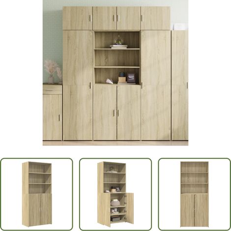 Buffet bois - Buffet haut chêne sonoma 80x42,5x185 cm bois d'ingénierie (1/5)