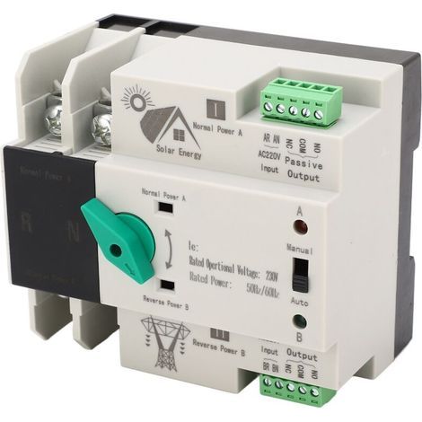 Automatischer Doppelstrom-Umschalter 2P – AC 230 V 50/60 Hz – 80 A – Schnellsynchronisationssteuerung – 35-mm-Schienenmontage (1/5)