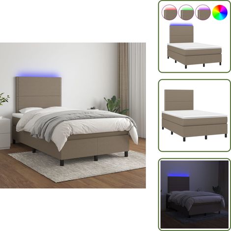Cama con cabecero ajustable - vidaXL Cama box spring con colchón y LED tela gris taupe 120x200 cm - Cama gris taope