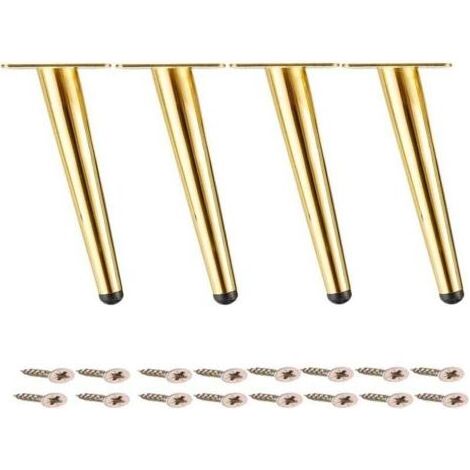 Pieds de table en métal doré, réglables en hauteur (10 cm), design incliné pour canapé ou table, lot de 4 (1/4)