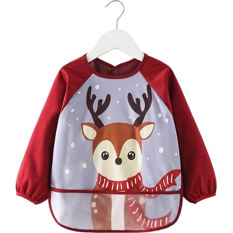 NineClouds Robe de peinture imperméable pour enfants, 2-4 ans, tablier de peinture, tablier artisanal avec manches longues et poches (style 5) (1/5)