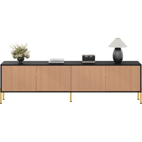 Meuble TV moderne bas avec panneau TV, design color block unique, 179 x 35 x 53,5 cm