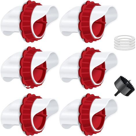 Mangeoire Poules, Mangeoire Poule Automatique, 6 Ports DIY Mangeoire à volaille Gravité Kit pour Seaux Tonneaux Bacs (1/5)