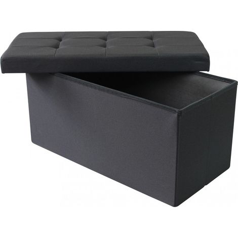 Pouf Contenitore Rettangolare In Stoffa Nero