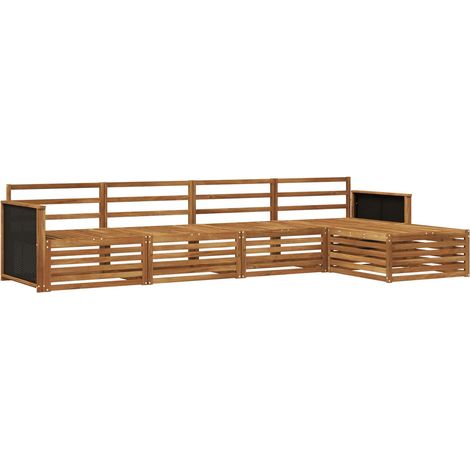 Outdoor Sofa Set 5 pcs Natural Solid Acacia Wood vidaXL (1/5)