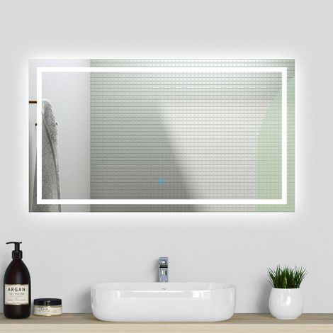 AICA Espejo de baño LED sin cobre 120×70cm＋antivaho＋interruptor táctil