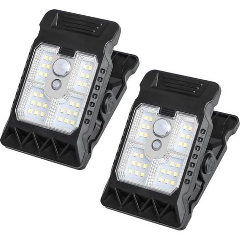 Lampe solaire à pince en 2 parties avec détecteur de mouvement, réglable pour jardin, garage, camping, éclairage de secours (1/5)