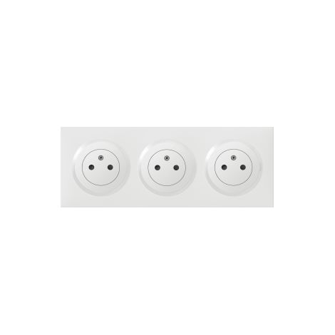Legrand - Dooxie - Prise 2P+T triple pru00e9-cu00e2blu00e9 + Plaque - Blanc - Ref. : 600333 + 600803 (1/5)