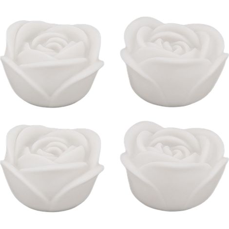 Ortviai Bougies LED sans flamme en forme de rose – 4 pièces, décor coloré pour mariages, cafés et soirées