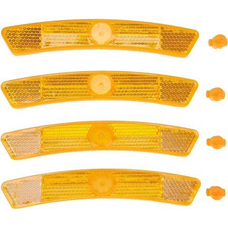 Juego de 4 reflectores para radios de bicicleta, tiras de seguridad de material PC, equipo de alta visibilidad para ciclismo de montaña y ciclismo nocturno, color amarillo. (1/5)