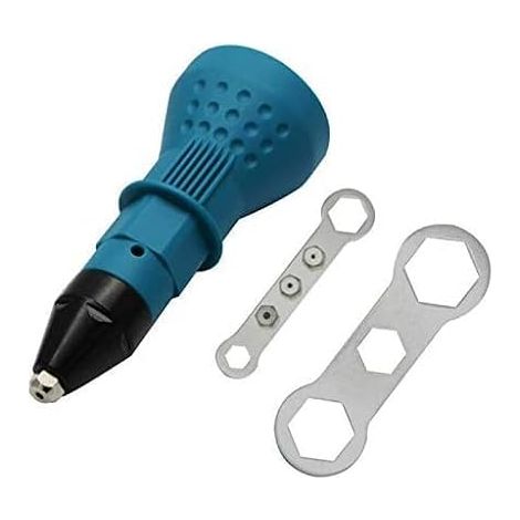 Cordless Electric Drill Rivet Gun - Electric Rivet Gun Cordless Rivet Tool Drill Adapter with 2 x Wrench + 4 x Nozzle (1/5)
