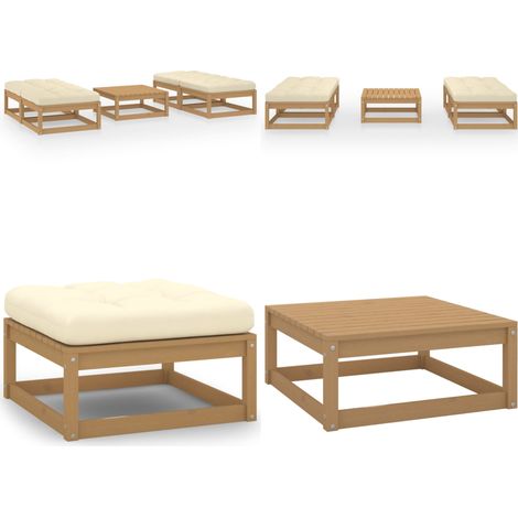 Salon de jardin 5 pcs avec coussins Bois de pin massif - Salon De Jardin - Mobilier De Jardin - Ensemble Salon De Jardin - Table Basse - Chaises Pliantes - Home & Living (1/5)