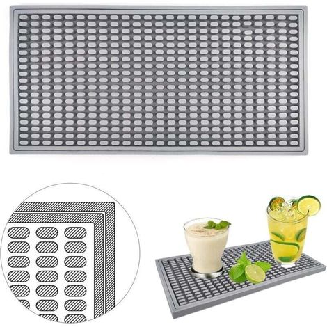 Tapis de machine à café 15 x 30 cm, tapis absorbant et égouttoir, tapis à cocktails, accessoire de barista, tapis de cuisine multifonctionnel (gris)