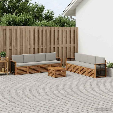 vidaXL Outdoor-Sofagarnitur 9 Stk. Natürlich und Hellgrau (1/5)