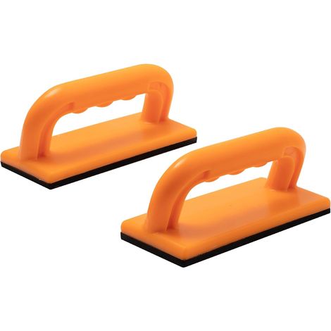 Paquete de 2 bloques de seguridad para empujar, de color naranja para una alta visibilidad, ideales para usar en mesas de fresado, cepilladoras, molduradoras y sierras de cinta. (1/3)