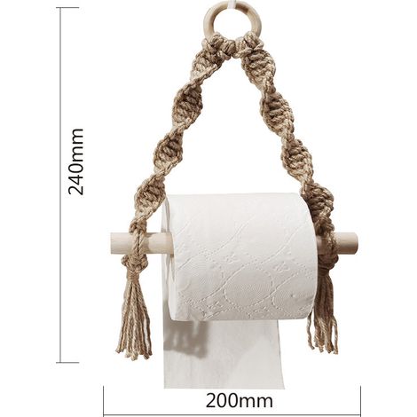Porte-Papier hygiénique, Porte-Rouleau de Papier Toilette en macramé tissé pour Salle de Bain de Toilette, Ports Suspendus de Salle de Bain à la Main (Jute)