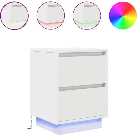 Maison Exclusive - Nachttisch mit LED-Leuchten Weiß 38x34x50 cm