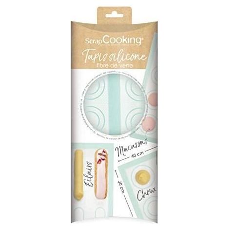 SCRAPCOOKING - TAPIS FIBRE DE VERRE CHOUX ÉCLAIR & MACARON - TAPIS PÂT