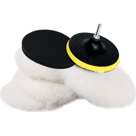 7 Pièces 6" Tampons de Polissage en Laine, 150mm Éponge de Disque Kit pour Auto Polish Voiture, Bonnets de Polissage Pad avec M14 Adaptateur de Perceuse (1/5)