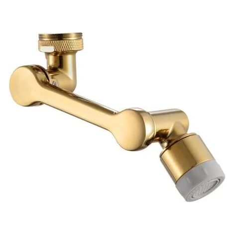 Aérateur de robinet pivotant à 1080°, douchette universelle à 2 fonctions, rallonge de robinet, laiton, or brossé (1/3)