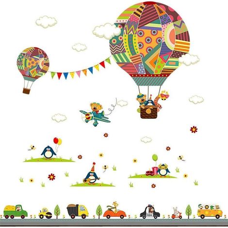 2er Pack DIY Deko Aufkleber Kinder Heißluftballon Wandaufkleber Auto Abnehmbare Wanddekoration, 30 x 90 cm (1/5)