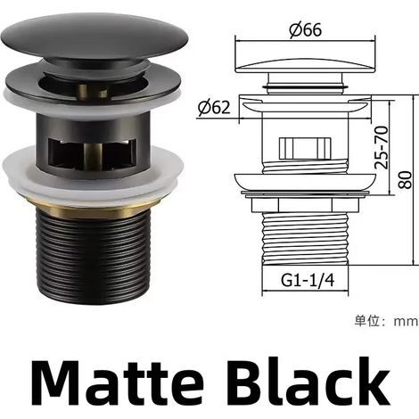 (Black With Hole)Bathroom Basin Sink Brass Pop Up Drain Waste Stoppers With or Without Overflow Hole Washbasin Bathroom Faucet Accessories (1/4)